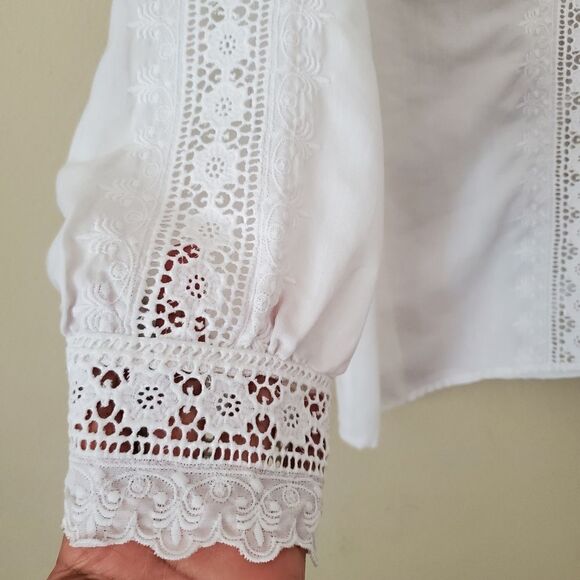 Adelaar Designer Collection Women's White Button Down Top Size 12 White Coquette - Picture 3 of 7